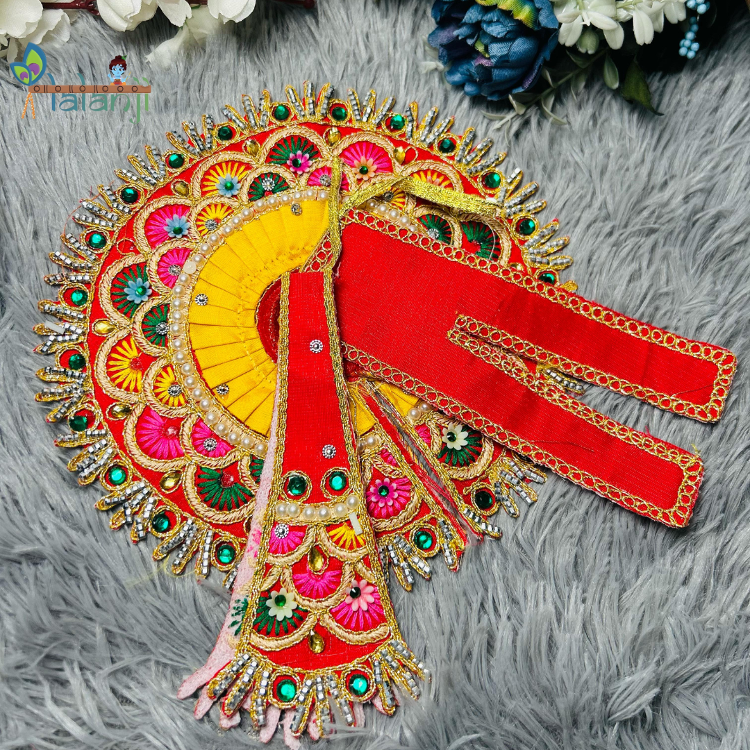 Beautiful Stone Work Fancy Dress for Laddu Gopal Ji With Patka