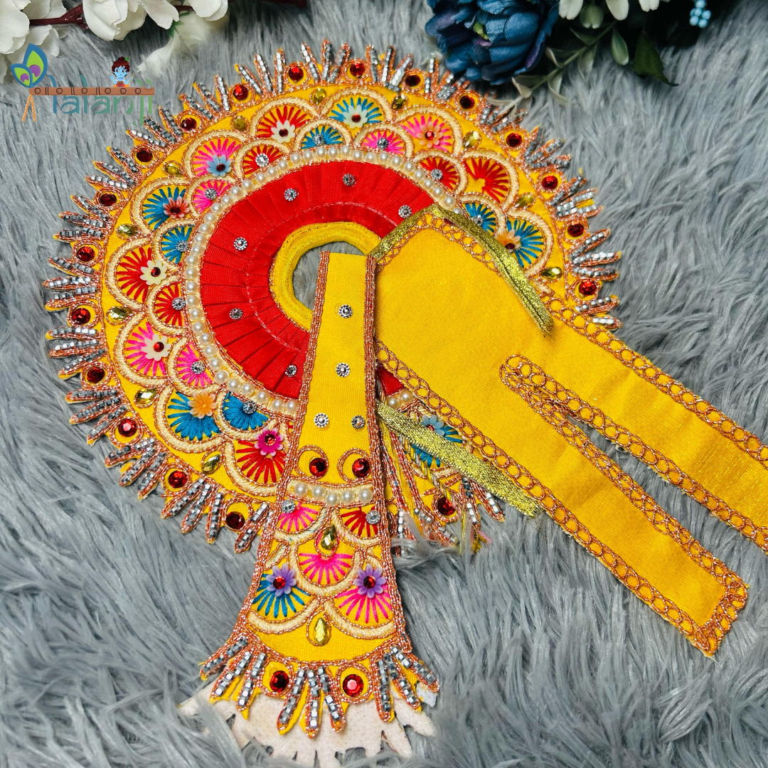 Beautiful Stone Work Fancy Dress for Laddu Gopal Ji With Patka