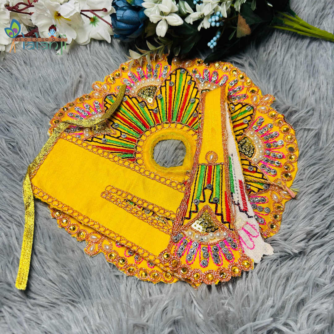 Beautiful Embroidery Work Wirh Stone and Moti for Laddu Gopal Ji With Patka