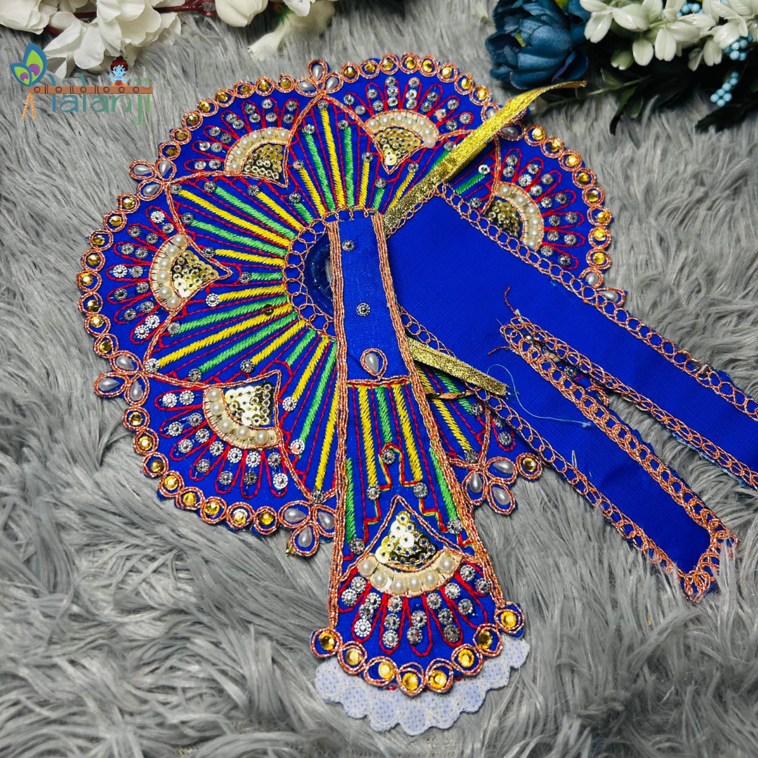 Beautiful Embroidery Work Wirh Stone and Moti for Laddu Gopal Ji With Patka