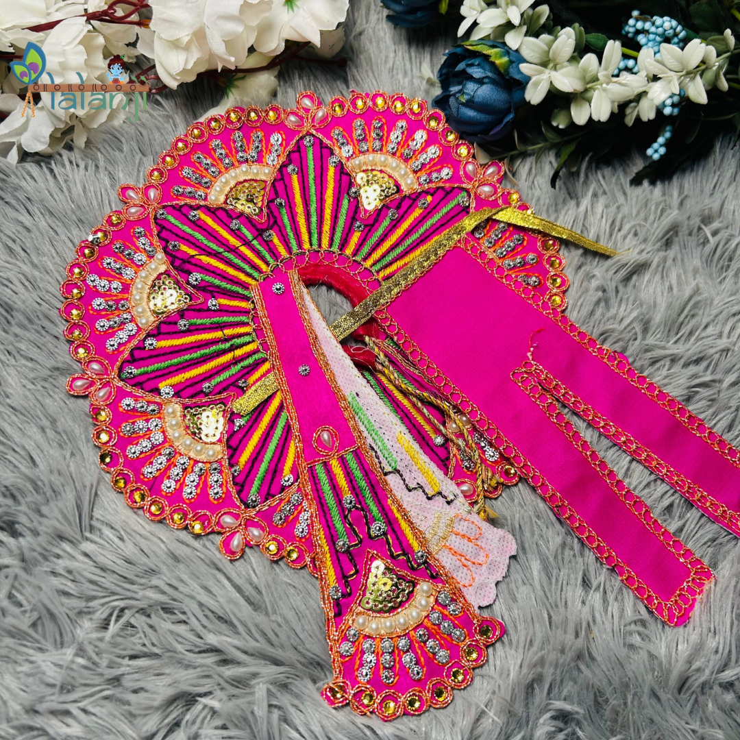 Beautiful Embroidery Work Wirh Stone and Moti for Laddu Gopal Ji With Patka