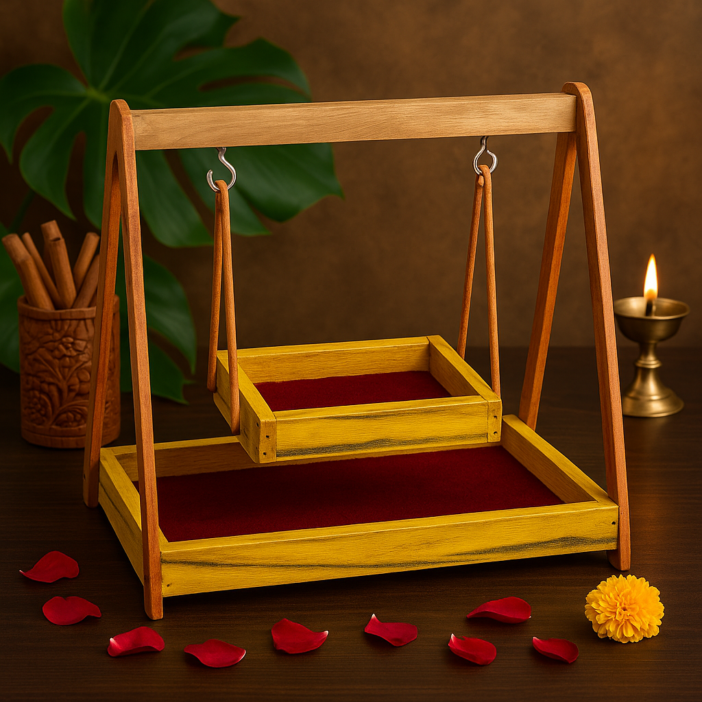 Handcrafted Wooden Laddu Gopal Jhula - 15 Inch