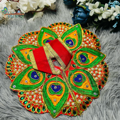 Beautiful Peacock Moti Work Fancy Dress for Laddu Gopal Ji