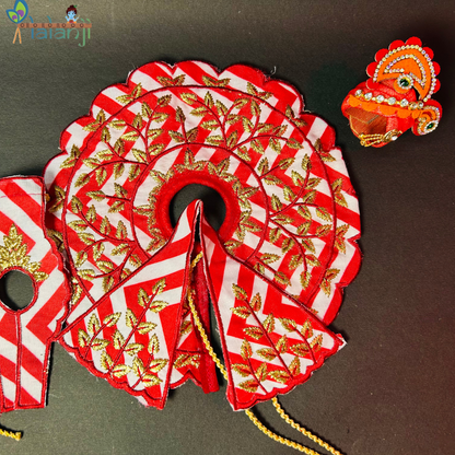 Leheriya Pure Cotton Cloth Peta Work Holi Special Laddu Gopal Dresss