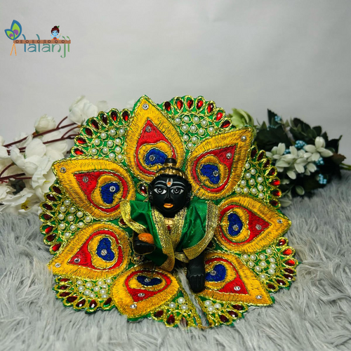 Beautiful Peacock Moti Work Fancy Dress for Laddu Gopal Ji