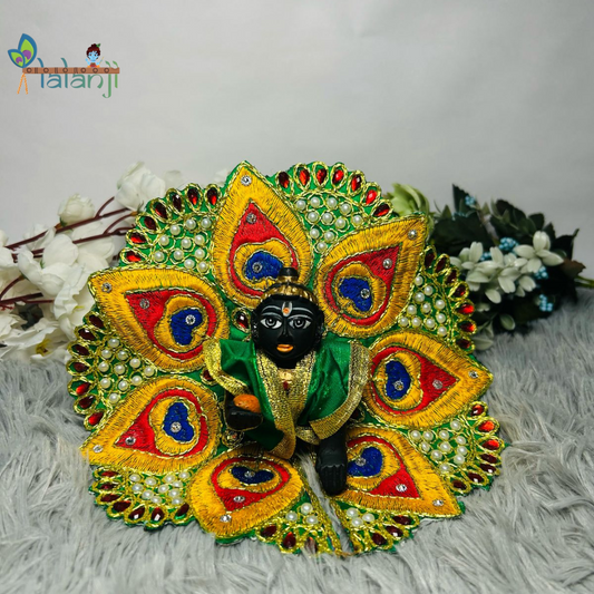 Beautiful Peacock Moti Work Fancy Dress for Laddu Gopal Ji