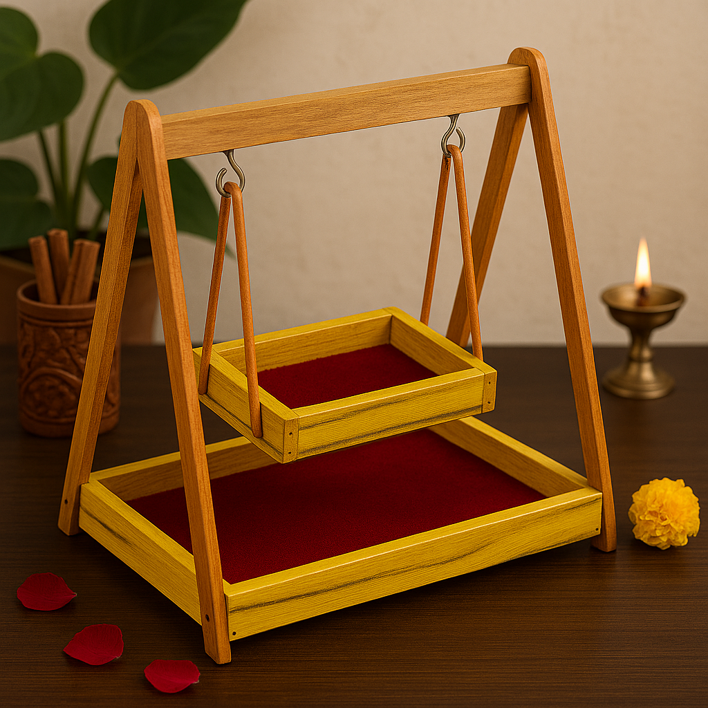 Handcrafted Wooden Laddu Gopal Jhula - 15 Inch