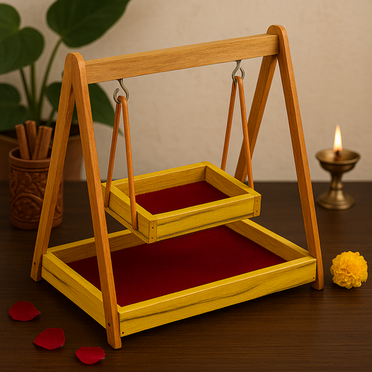 Handcrafted Wooden Laddu Gopal Jhula - 15 Inch